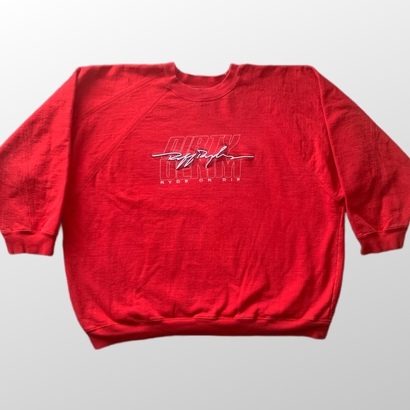 DMX Ruff Ryders Dirty Denim “Ryde or Die” Red Embroidered Crewneck - Picture 2 of 8
